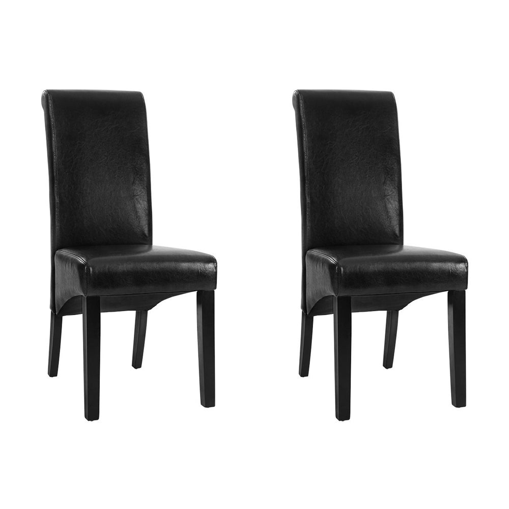 Artiss Dining Chairs Set of 2 Leather Parsons Chair Black Chez Guru