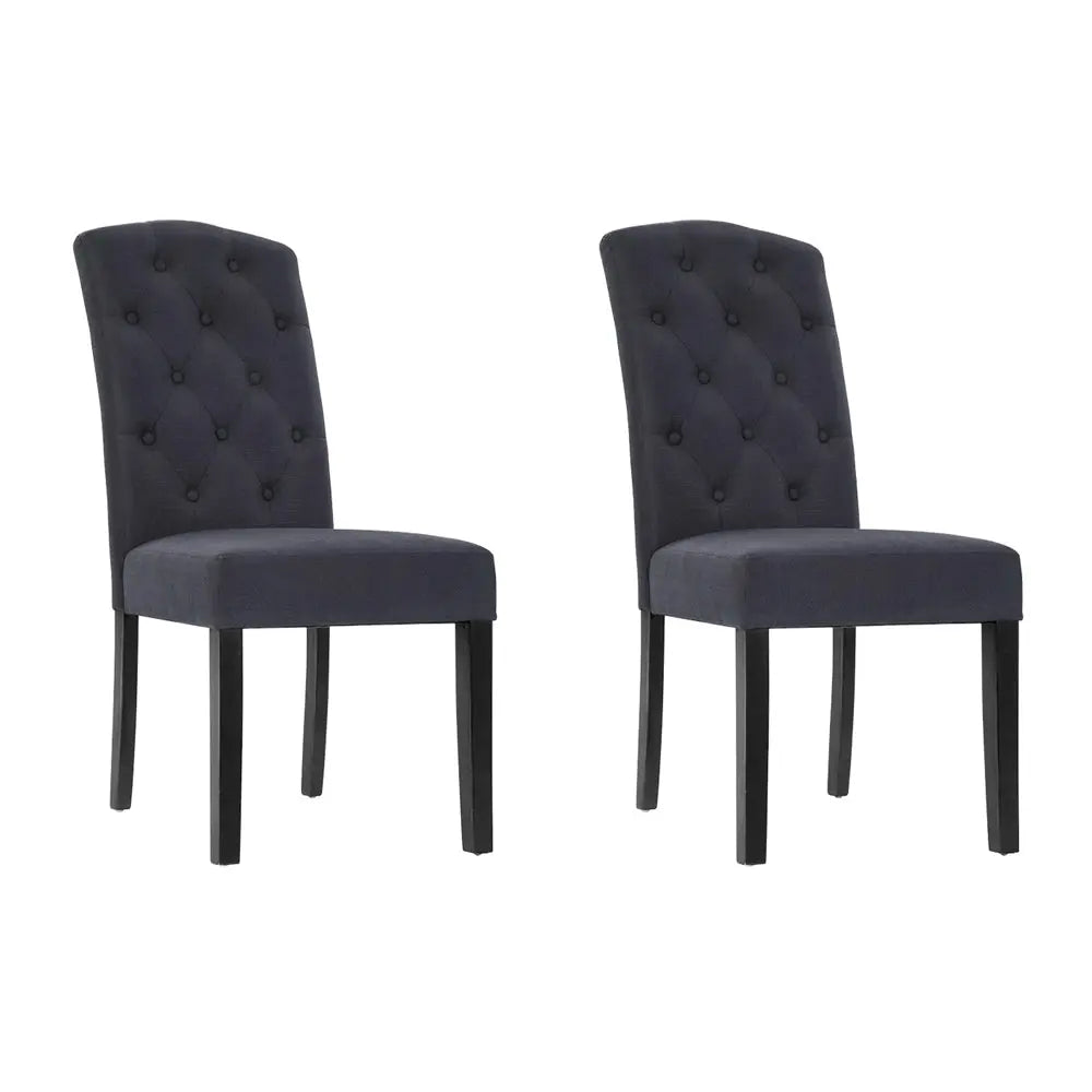 Artiss Dining Chairs Set of 2 Linen Parsons Chair Dark Grey Chez Guru