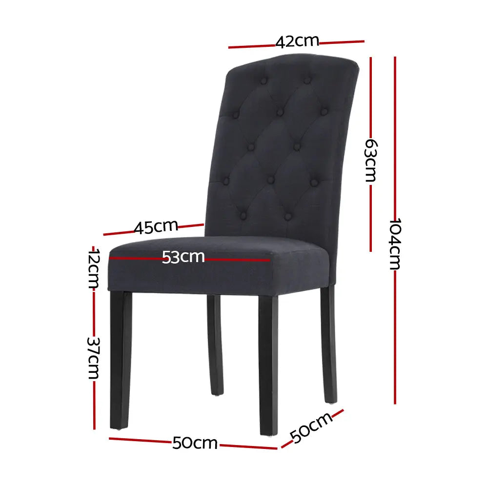 Artiss Dining Chairs Set of 2 Linen Parsons Chair Dark Grey Chez Guru
