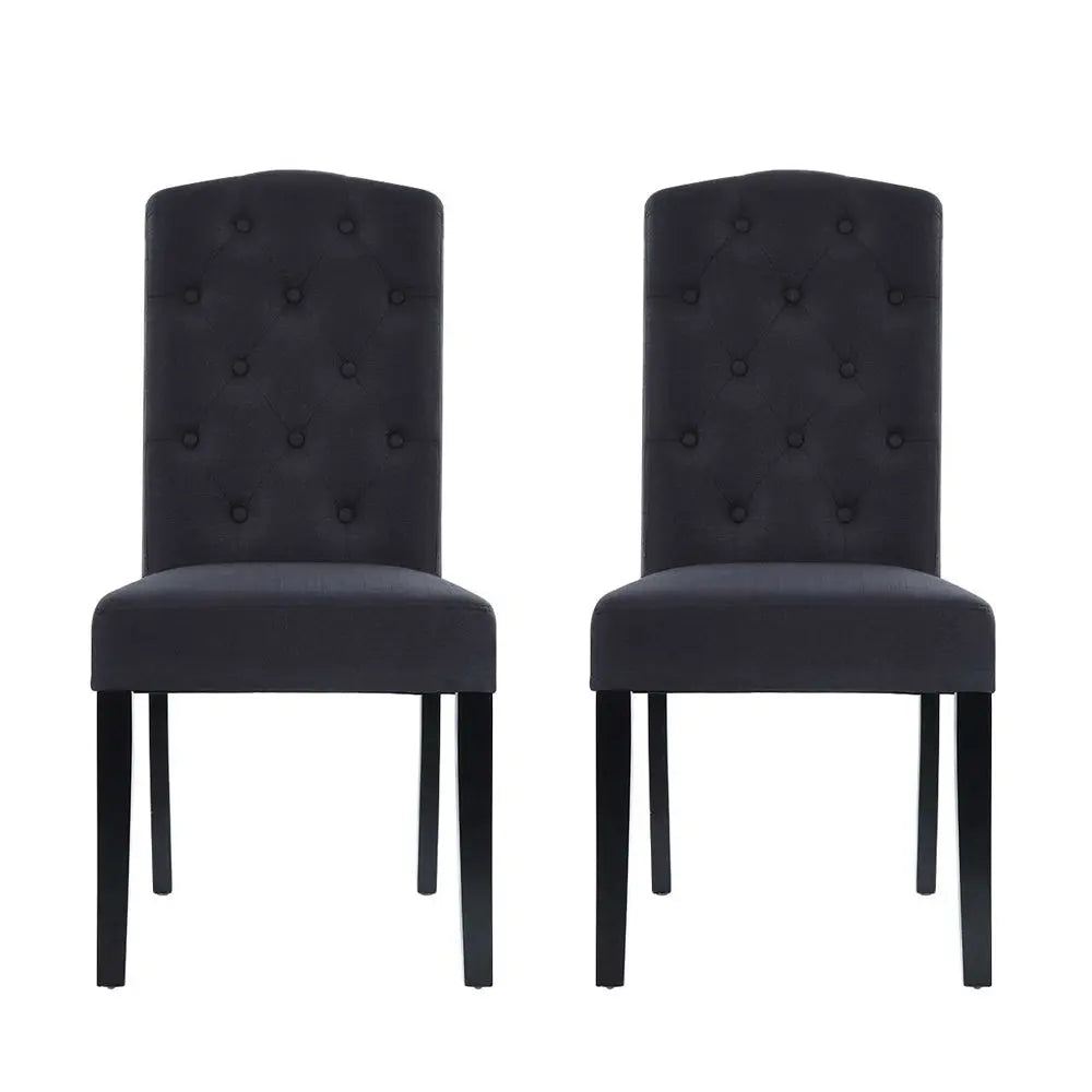 Artiss Dining Chairs Set of 2 Linen Parsons Chair Dark Grey Chez Guru