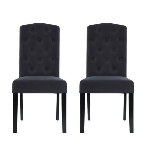 Artiss Dining Chairs Set of 2 Linen Parsons Chair Dark Grey Chez Guru