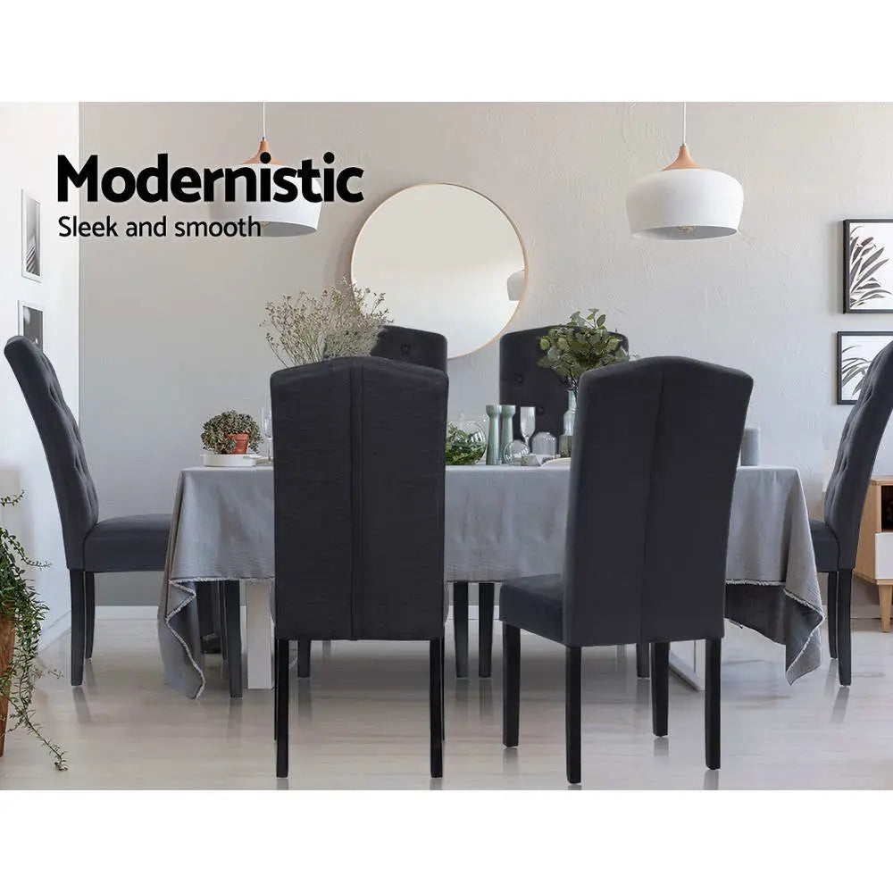 Artiss Dining Chairs Set of 2 Linen Parsons Chair Dark Grey Chez Guru