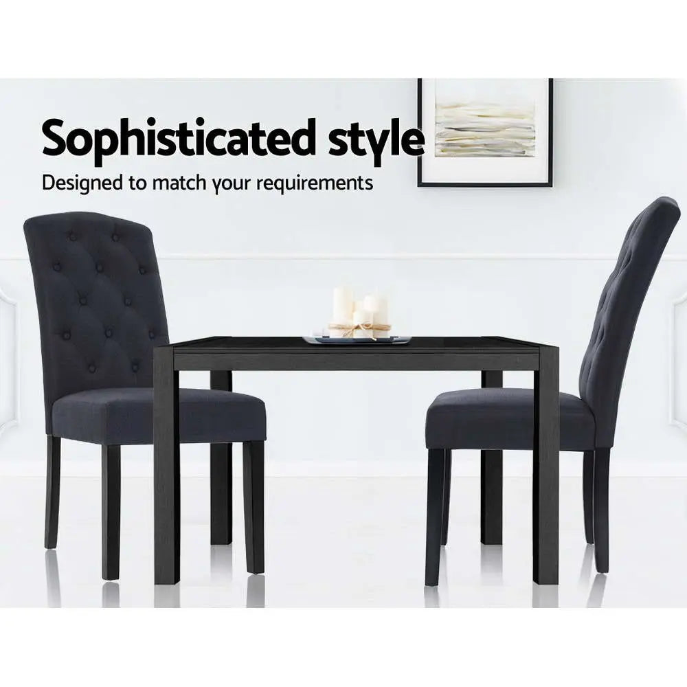 Artiss Dining Chairs Set of 2 Linen Parsons Chair Dark Grey Chez Guru