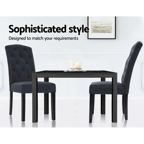 Artiss Dining Chairs Set of 2 Linen Parsons Chair Dark Grey Chez Guru