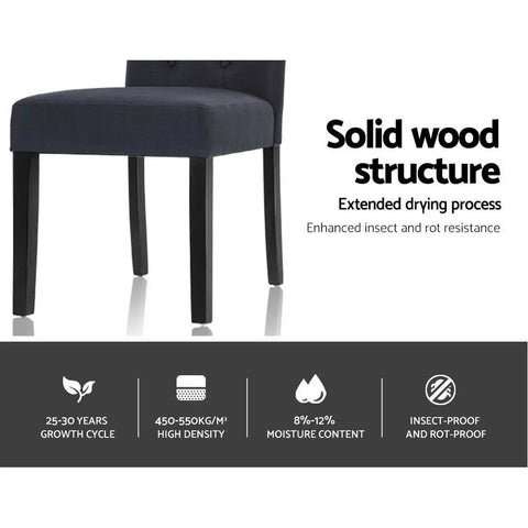 Artiss Dining Chairs Set of 2 Linen Parsons Chair Dark Grey Chez Guru