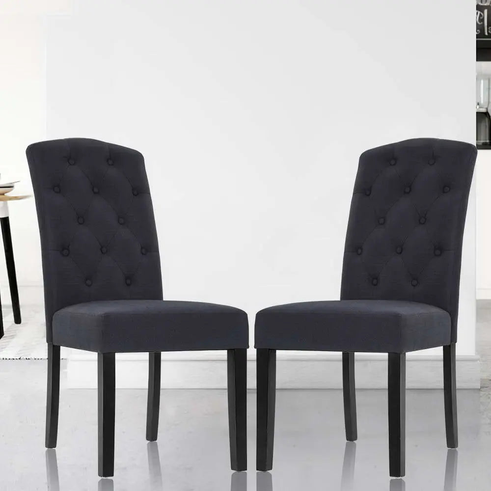 Artiss Dining Chairs Set of 2 Linen Parsons Chair Dark Grey Chez Guru