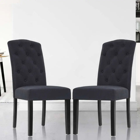 Artiss Dining Chairs Set of 2 Linen Parsons Chair Dark Grey Chez Guru