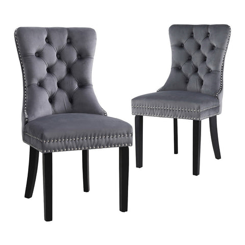 1 Set of 2 Artiss Dining Chairs Grey Velvet Chez Guru