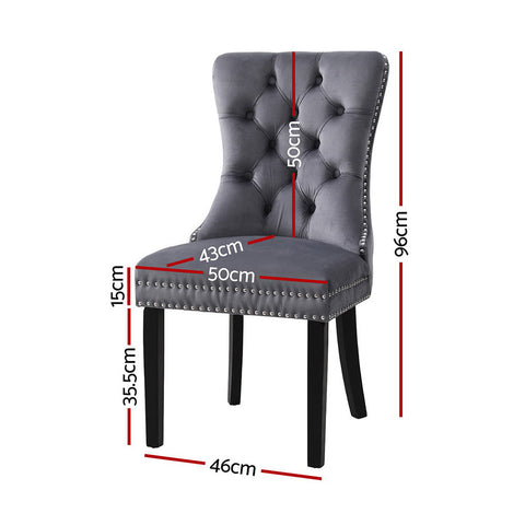 1 Set of 2 Artiss Dining Chairs Grey Velvet Chez Guru