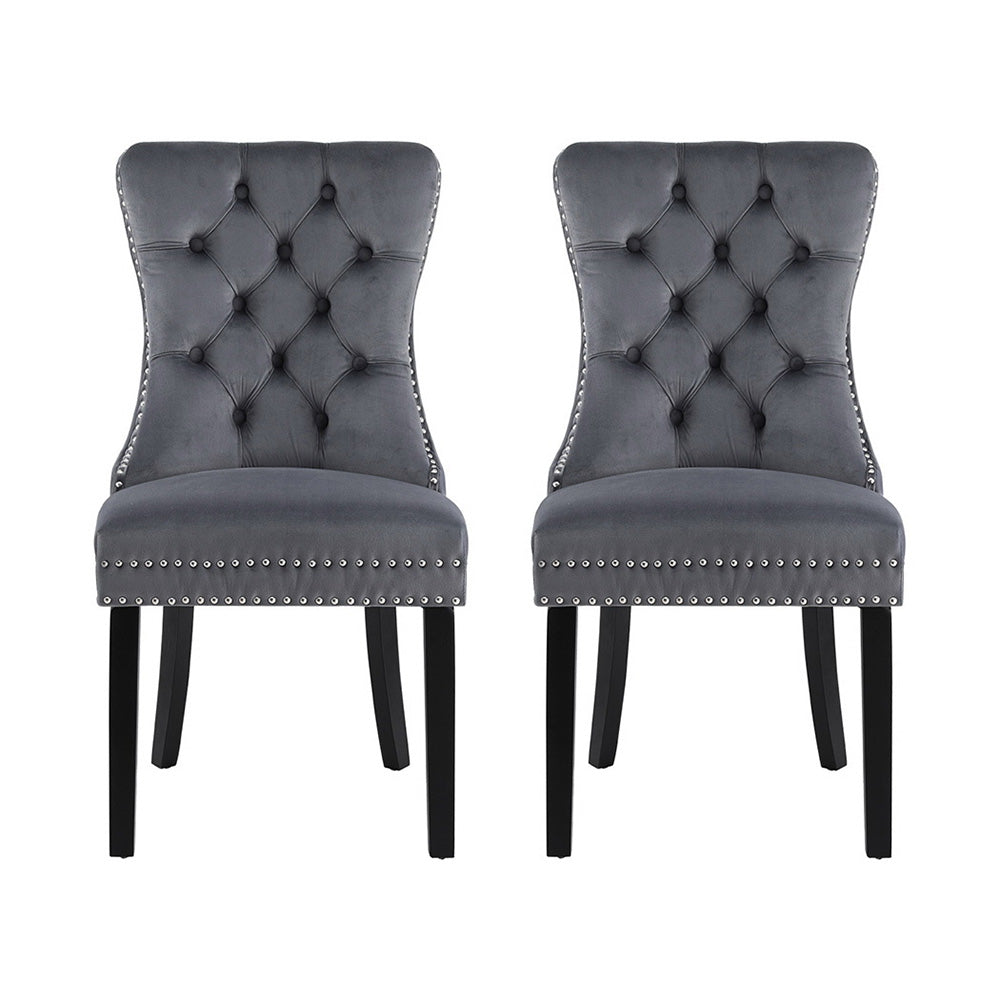1 Set of 2 Artiss Dining Chairs Grey Velvet Chez Guru