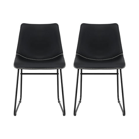 Artiss 2x Dining Chairs Retro PU Leather Kitchen Lounge Cafe Accent Chair Black