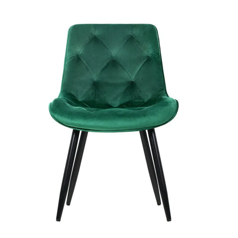 Artiss Dining Chairs Set of 2 Velvet Diamond Tufted Green Chez Guru