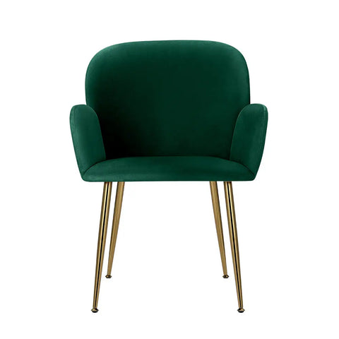 Artiss Dining Chairs Set of 2 Velvet Armchair Green Chez Guru