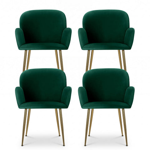 Artiss Dining Chairs Set of 4 Velvet Armchair Green