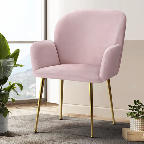 Artiss Dining Chairs Set of 2 Velvet Armchair Pink Chez Guru