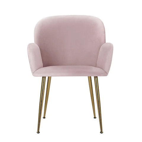 Artiss Dining Chairs Set of 2 Velvet Armchair Pink Chez Guru