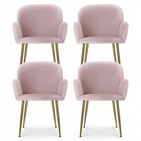 Artiss Dining Chairs Set of 4 Velvet Armchair Pink