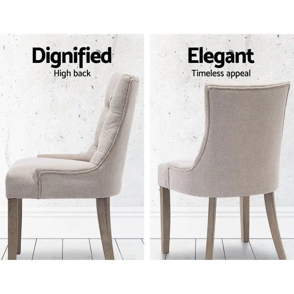 Artiss Dining Chairs Set of 2 Linen French Provincial Beige Chez Guru