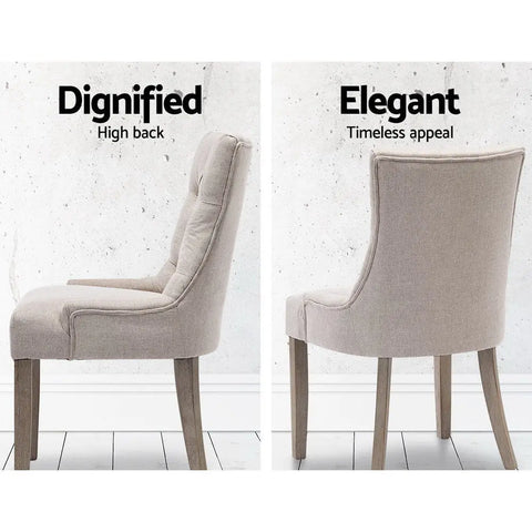 Artiss Dining Chairs Set of 2 Linen French Provincial Beige Chez Guru