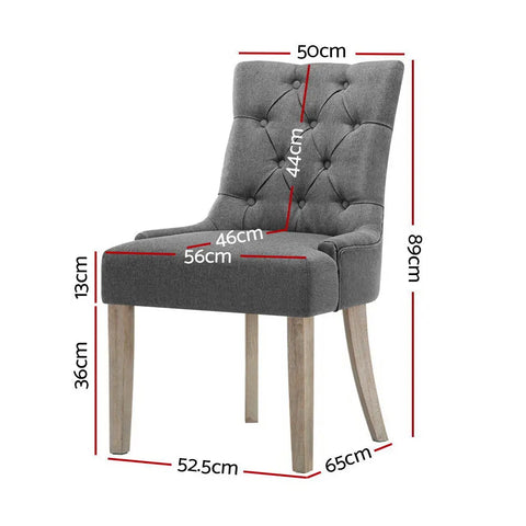 Artiss Dining Chairs Set of 2 Linen French Provincial Grey Chez Guru