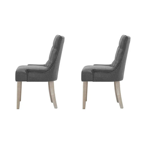 Artiss Dining Chairs Set of 2 Linen French Provincial Grey Chez Guru