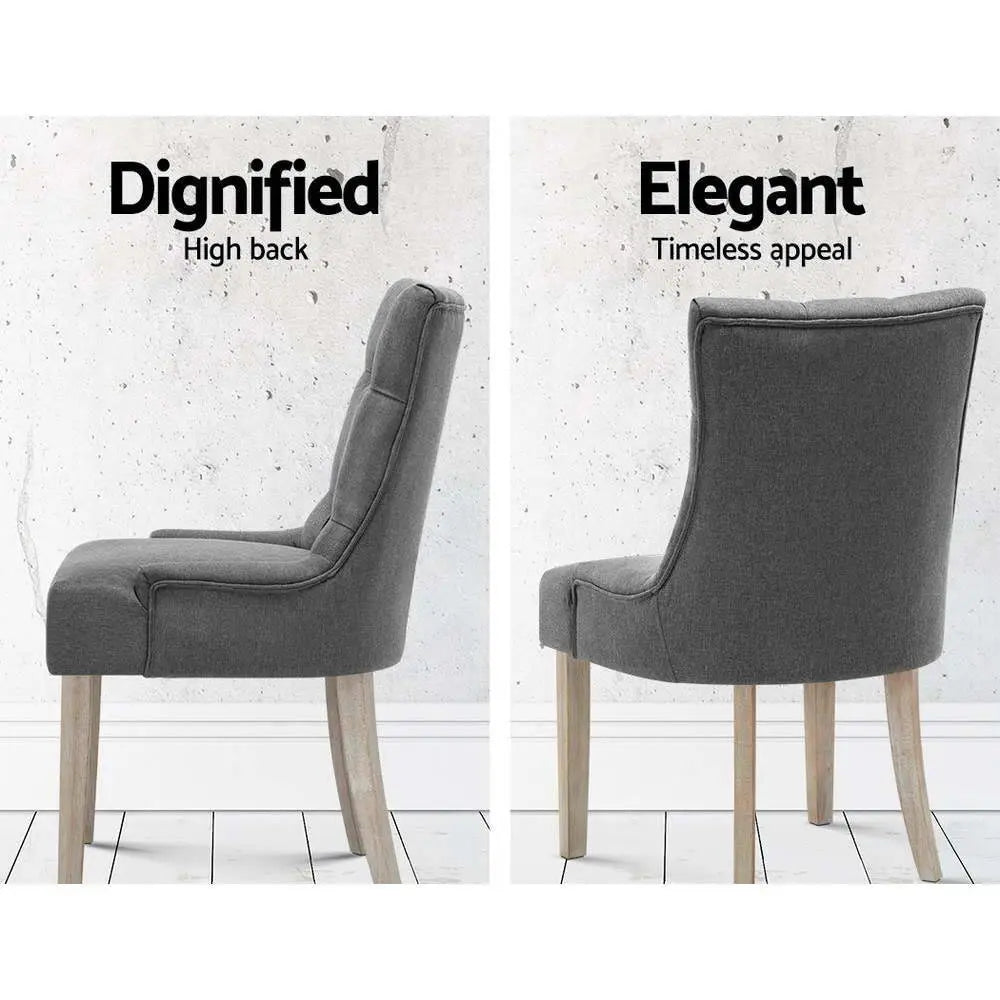 Artiss Dining Chairs Set of 2 Linen French Provincial Grey Chez Guru
