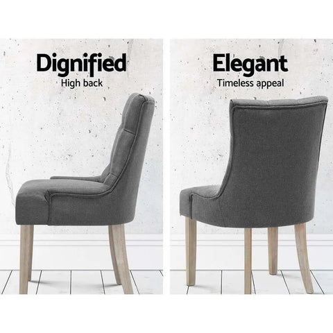 Artiss Dining Chairs Set of 2 Linen French Provincial Grey Chez Guru