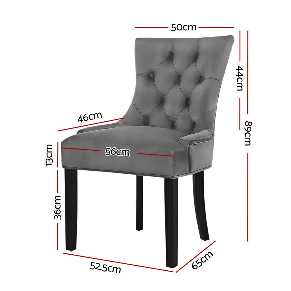 Artiss Dining Chairs Set of 2 Velvet French Provincial Grey Chez Guru