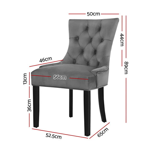 Artiss Dining Chairs Set of 2 Velvet French Provincial Grey Chez Guru