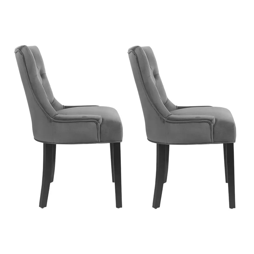 Artiss Dining Chairs Set of 2 Velvet French Provincial Grey Chez Guru