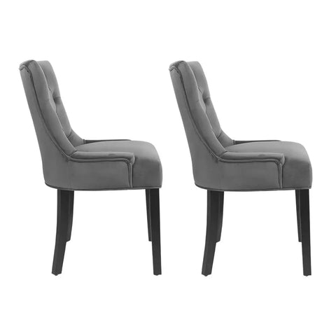 Artiss Dining Chairs Set of 2 Velvet French Provincial Grey Chez Guru