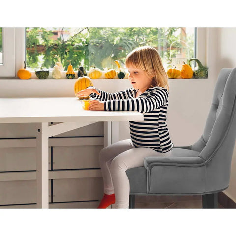 Artiss Dining Chairs Set of 2 Velvet French Provincial Grey Chez Guru