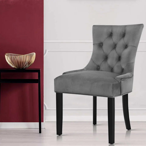 Artiss Dining Chairs Set of 2 Velvet French Provincial Grey Chez Guru