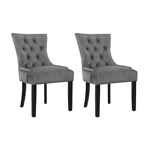 Artiss Dining Chairs Set of 2 Velvet French Provincial Grey Chez Guru