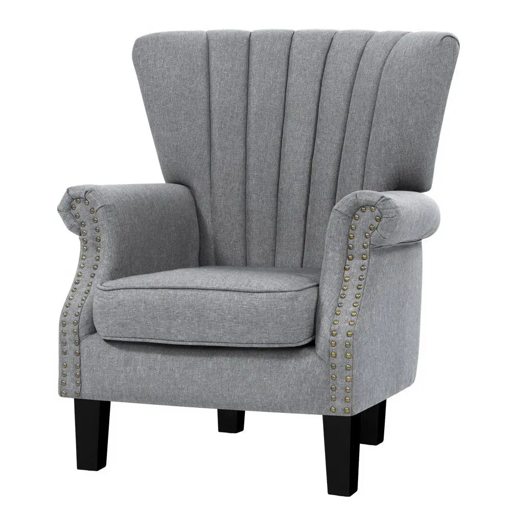 Artiss Armchair Wingback Grey Andrew - Chez Guru