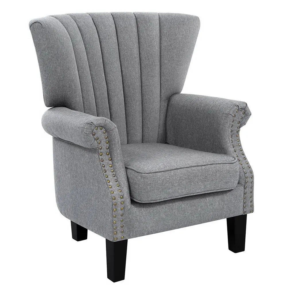 Artiss Armchair Wingback Grey Andrew - Chez Guru