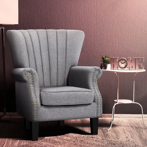 Artiss Armchair Wingback Grey Andrew - Chez Guru