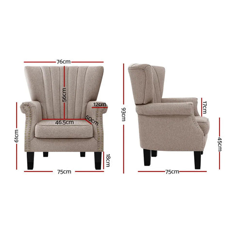 Artiss Armchair Wingback Beige Andrew - Chez Guru