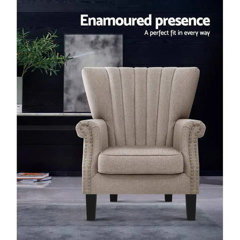 Artiss Armchair Wingback Beige Andrew - Chez Guru