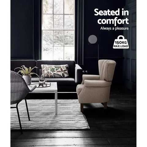 Artiss Armchair Wingback Beige Andrew - Chez Guru