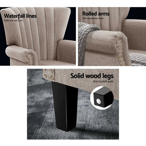 Artiss Armchair Wingback Beige Andrew - Chez Guru