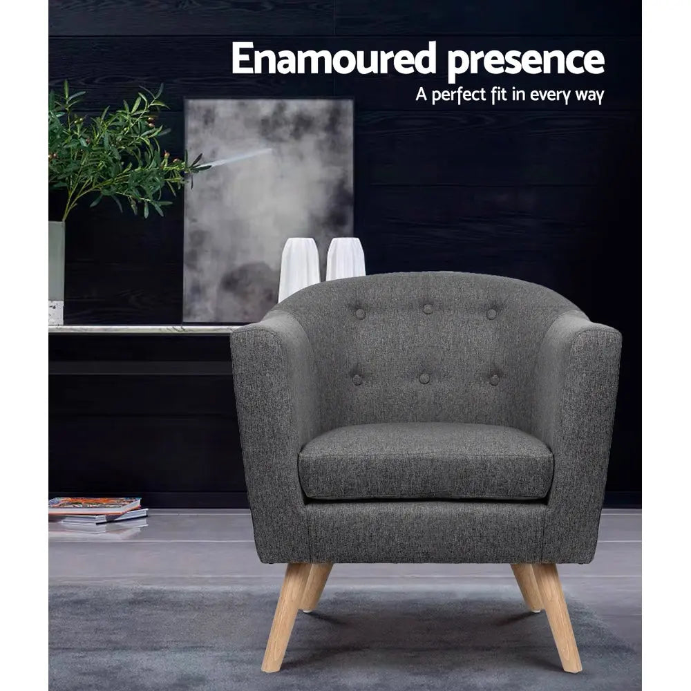 Artiss Armchair Tub Chair Grey Adora - Chez Guru