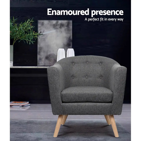 Artiss Armchair Tub Chair Grey Adora - Chez Guru