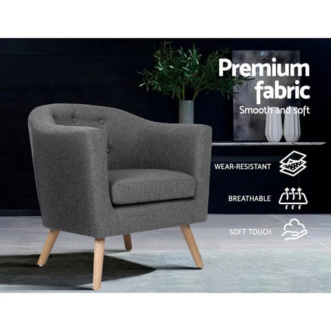 Artiss Armchair Tub Chair Grey Adora - Chez Guru