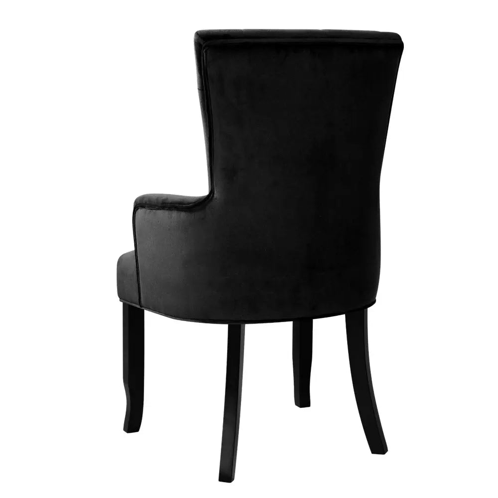 Artiss Dining Chair Velvet French Provincial Armchair Black - Chez Guru