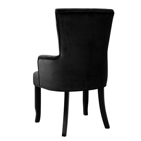 Artiss Dining Chair Velvet French Provincial Armchair Black - Chez Guru