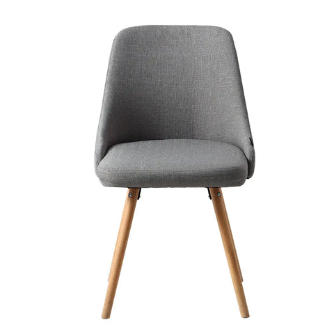Artiss Dining Chairs Set of 2 Fabric Wooden Grey Chez Guru