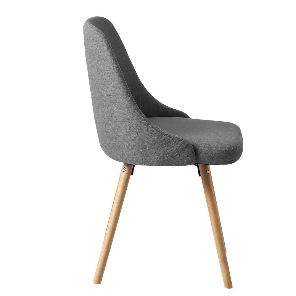 Artiss Dining Chairs Set of 2 Fabric Wooden Grey Chez Guru