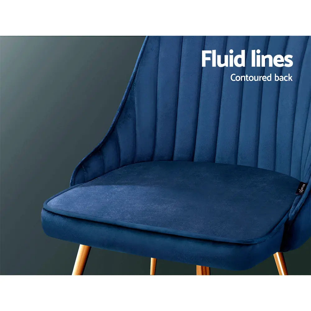 Artiss Dining Chairs Set of 2 Velvet Channel Tufted Blue Chez Guru