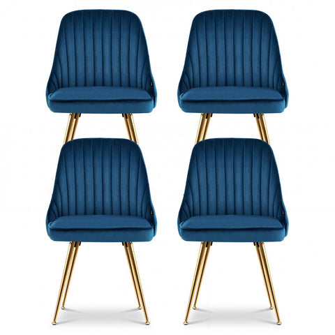 Artiss Dining Chairs Set of 4 Velvet Channel Tufted Blue